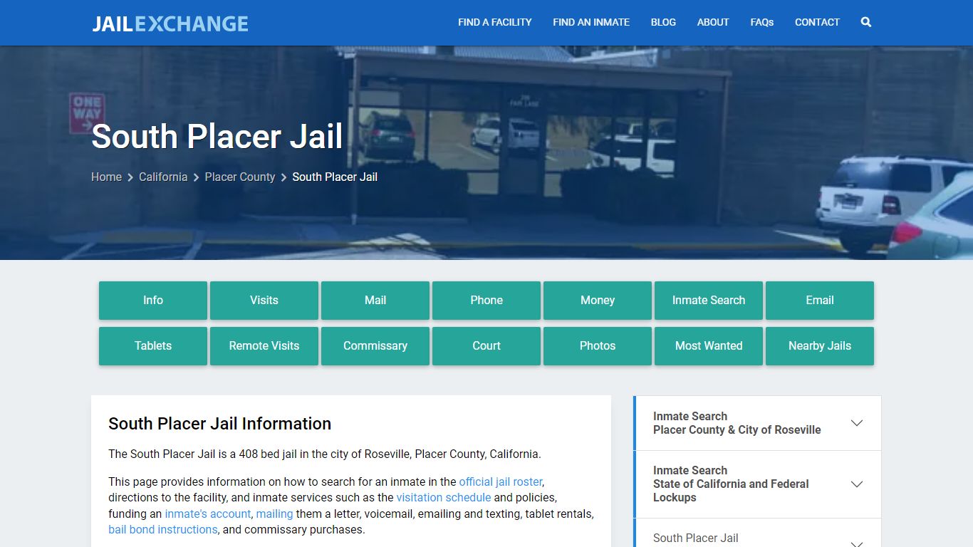 South Placer Jail, CA Inmate Search, Information