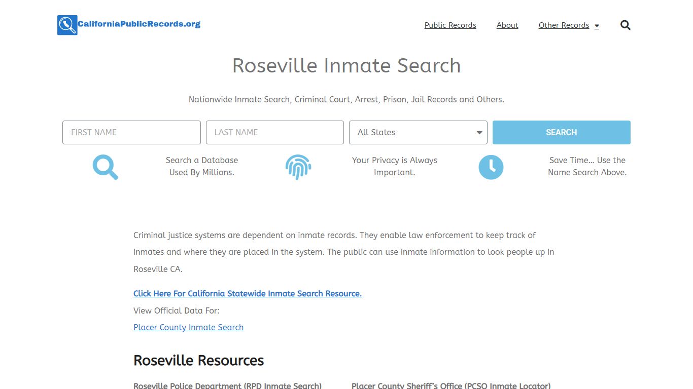 Roseville Inmate Search - Current & Past RPD CA Jail Records